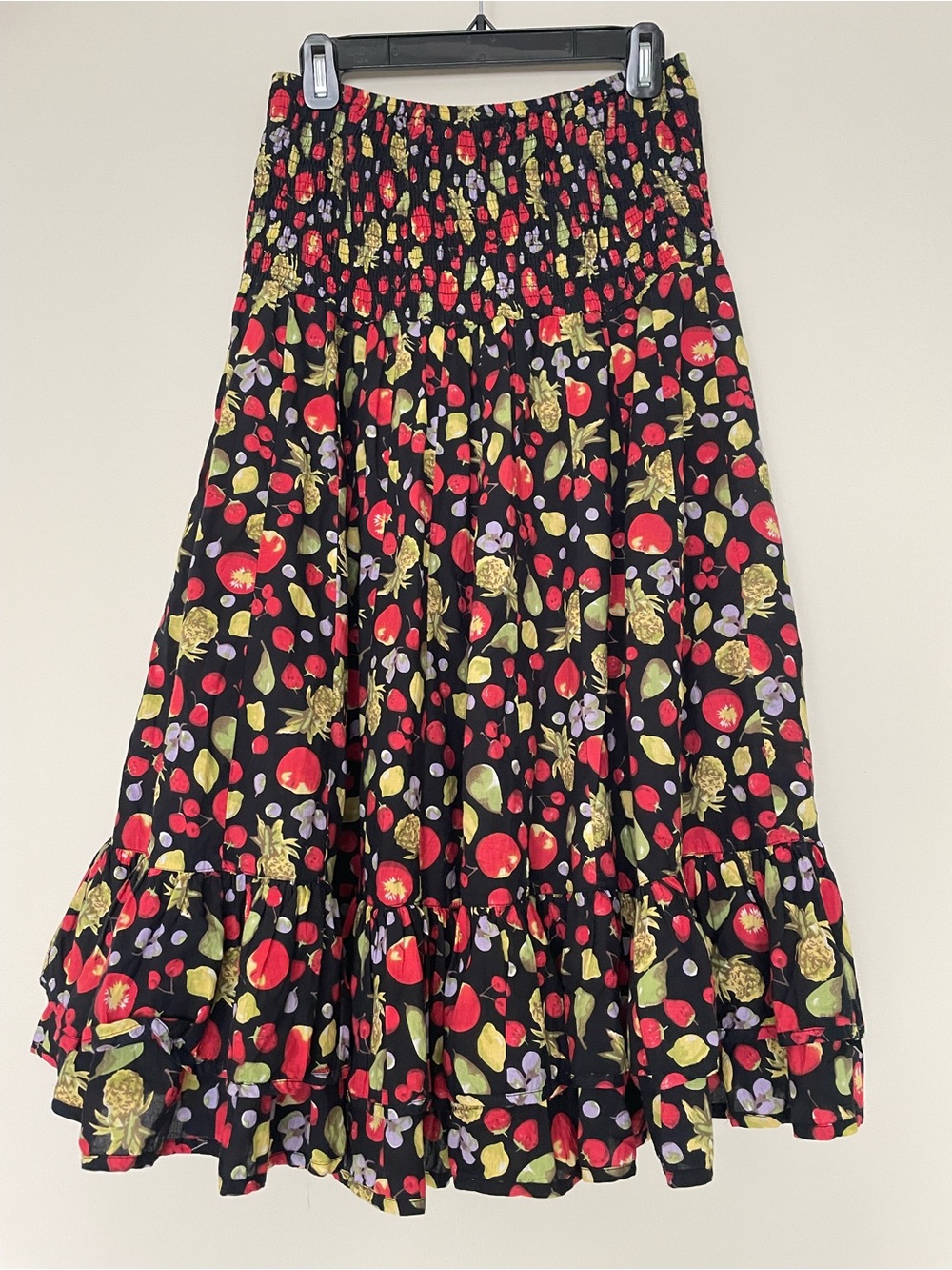 Dress Addict Fruit Print Midi Dress Smocked Waist Large 100% Cotton Novelty - Picture 6 of 9
